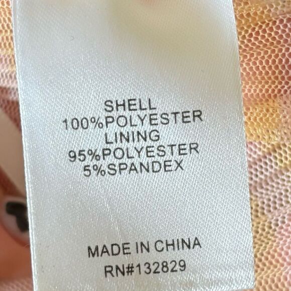 NWT Lovers and Friends Pink Yellow Pants Straight Leg Sheer Size SX - Picture 6 of 7